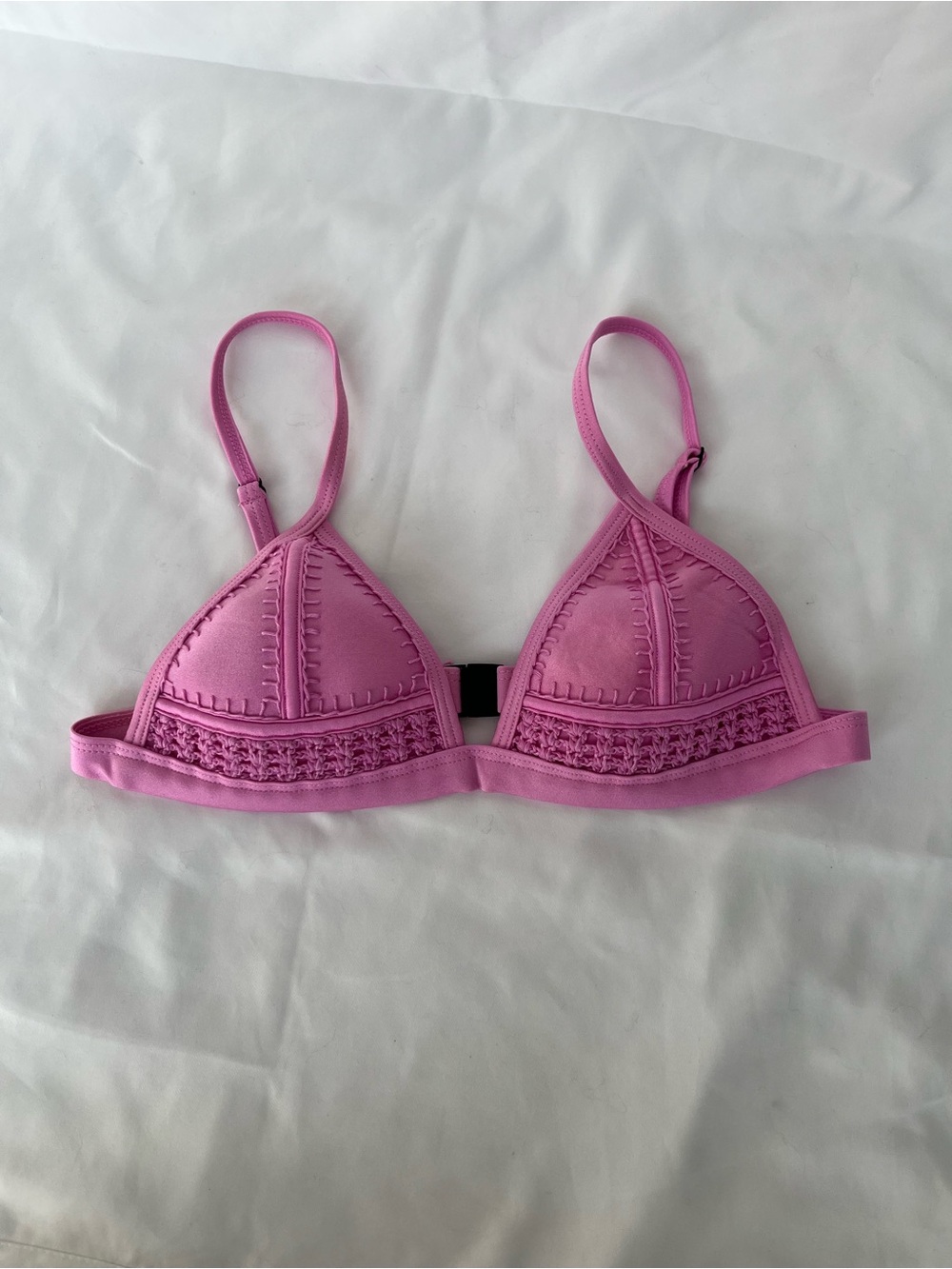 triangl swimwear Pink Crochet-Trim Triangle Bralette